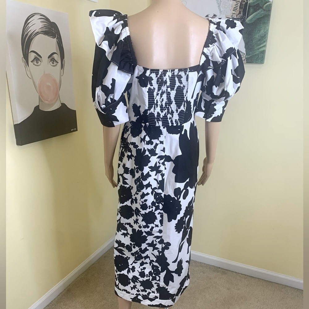 💫HP‼️💫 NWOT CHRISTOPHER JOHN ROGERS x Target Floral Midi Dress, Black/White, 10 - Picture 10 of 10